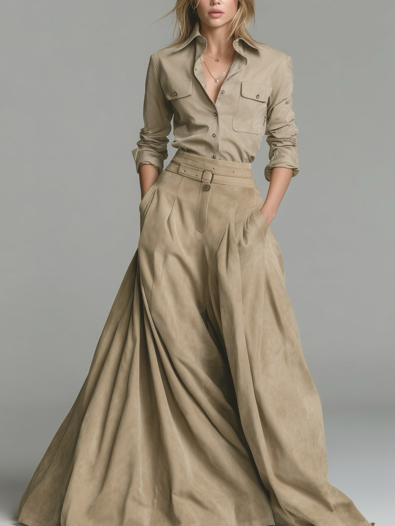 Women's Romantic And Elegant Blouse And High-Waisted Skirt Suit MDA0405K5AN